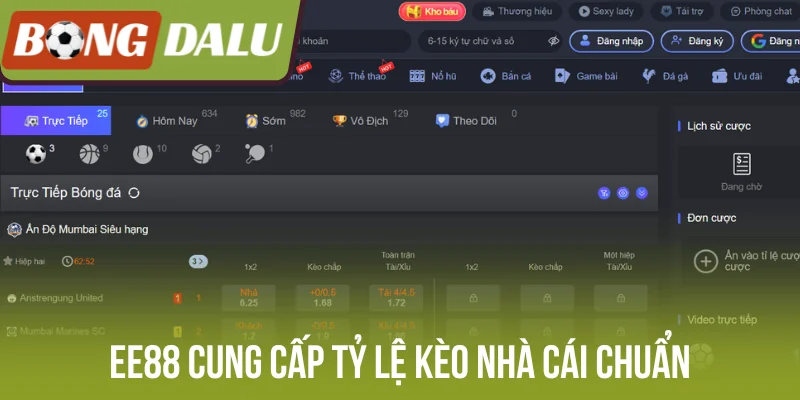 EE88 cung cấp tỷ lệ kèo nhà cái chuẩn