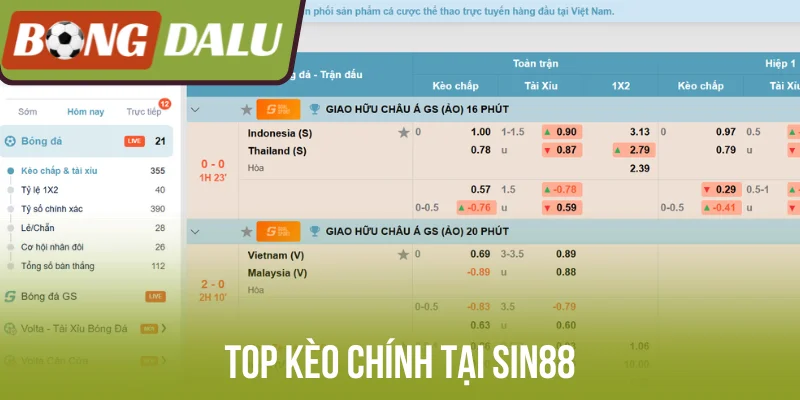 Top kèo chính tại  Sin88