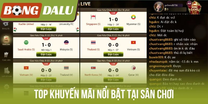 Top khuyến mãi nổi bật tại sân chơi